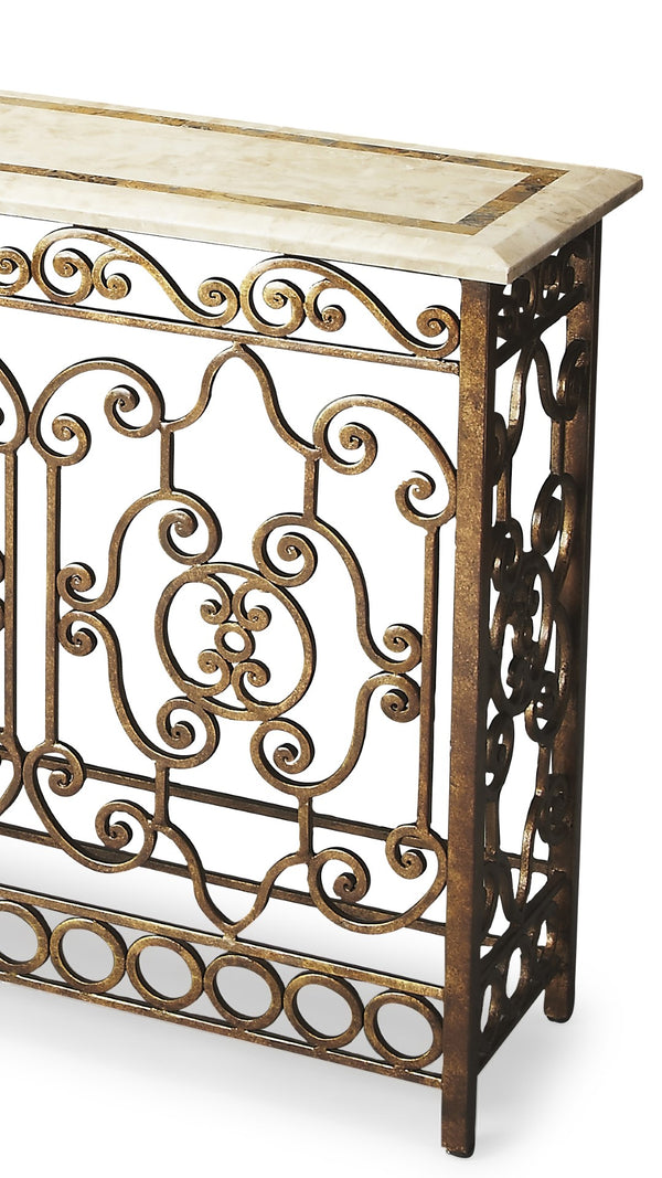 Butler Specialty Contessa Iron & Fossil Stone Console Table 3108025