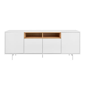 Bodie 79" Sideboard Center Storage in Oak, Panels and Legs in Matte White