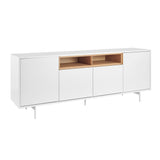 Bodie 79" Sideboard Center Storage in Oak, Panels and Legs in Matte White