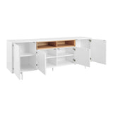 Bodie 79" Sideboard Center Storage in Oak, Panels and Legs in Matte White