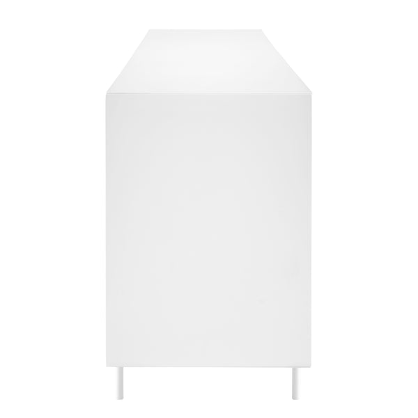 Bodie 79" Sideboard Center Storage in Oak, Panels and Legs in Matte White