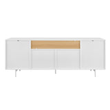 Bodie 79" Sideboard Center Storage in Oak, Panels and Legs in Matte White