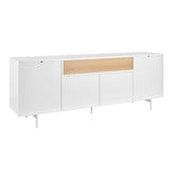 Bodie 79" Sideboard Center Storage in Oak, Panels and Legs in Matte White