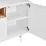 Bodie 79" Sideboard Center Storage in Oak, Panels and Legs in Matte White