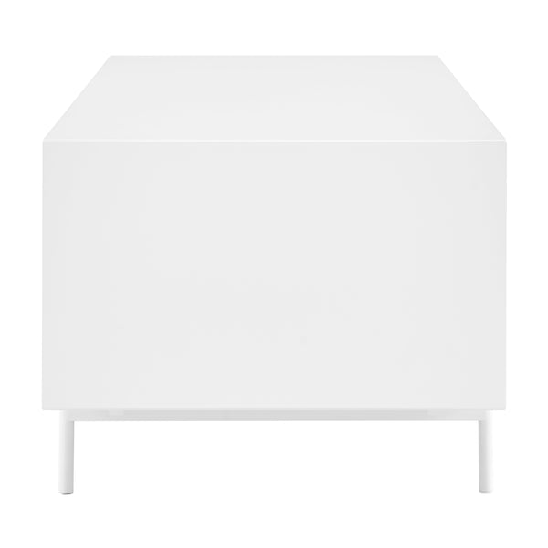 Bodie 48" Coffee Table with Open Storage in Oak, Doors and Legs in Matte White