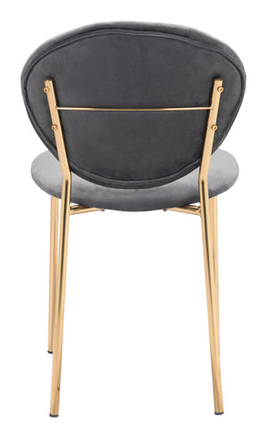 Zuo Modern Clyde 100% Polyester, Plywood, Steel Modern Commercial Grade Dining Chair Set - Set of 2 Dark Gray, Gold 100% Polyester, Plywood, Steel