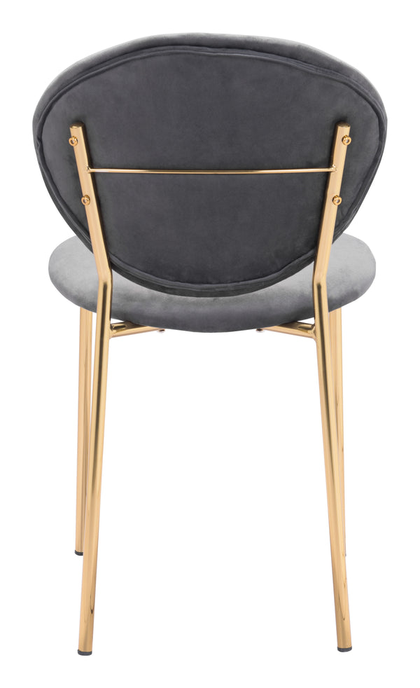 Zuo Modern Clyde 100% Polyester, Plywood, Steel Modern Commercial Grade Dining Chair Set - Set of 2 Dark Gray, Gold 100% Polyester, Plywood, Steel