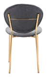 Zuo Modern Clyde 100% Polyester, Plywood, Steel Modern Commercial Grade Dining Chair Set - Set of 2 Dark Gray, Gold 100% Polyester, Plywood, Steel