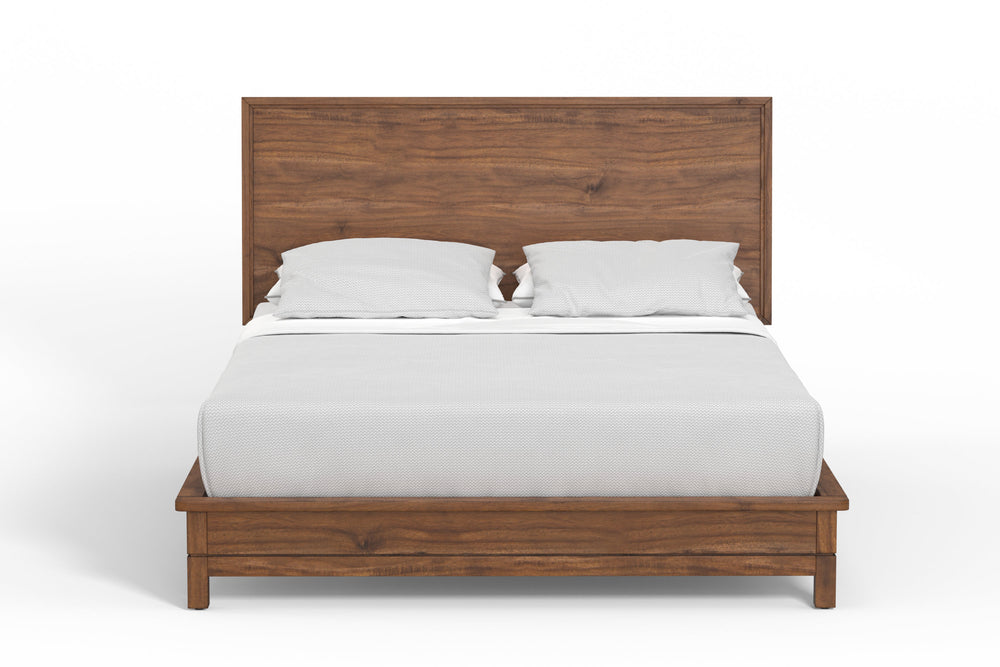 Nova Queen Platform Bed in Honey Maple - Elegant Mahogany Design with 12 Support Slats, No Box Spring Needed
