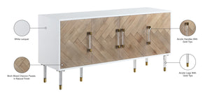 Jive Acrylic / Birch Wood / Engineered Wood Contemporary White Lacquer Sideboard/Buffet - 64" W x 18" D x 31" H