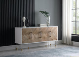 Jive Acrylic / Birch Wood / Engineered Wood Contemporary White Lacquer Sideboard/Buffet - 64" W x 18" D x 31" H