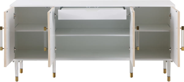 Jive Acrylic / Birch Wood / Engineered Wood Contemporary White Lacquer Sideboard/Buffet - 64" W x 18" D x 31" H