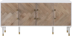 Jive Acrylic / Birch Wood / Engineered Wood Contemporary White Lacquer Sideboard/Buffet - 64" W x 18" D x 31" H