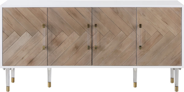 Jive Acrylic / Birch Wood / Engineered Wood Contemporary White Lacquer Sideboard/Buffet - 64" W x 18" D x 31" H
