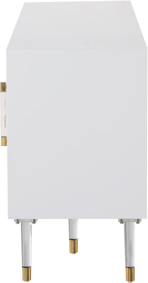 Jive Acrylic / Birch Wood / Engineered Wood Contemporary White Lacquer Sideboard/Buffet - 64" W x 18" D x 31" H