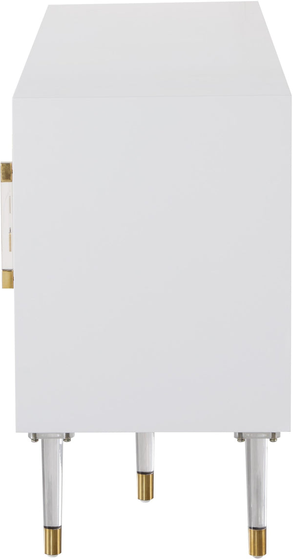 Jive Acrylic / Birch Wood / Engineered Wood Contemporary White Lacquer Sideboard/Buffet - 64" W x 18" D x 31" H