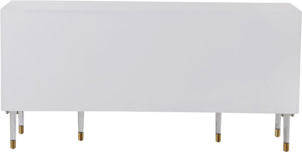 Jive Acrylic / Birch Wood / Engineered Wood Contemporary White Lacquer Sideboard/Buffet - 64" W x 18" D x 31" H
