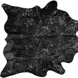 Black And Silver Genuine Cowhide Area Rug