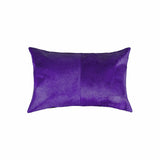 Hand Stitched Purple Natural Cowhide Decorative Lumbar Pillow