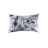 18" x 18" x 5" Salt And Pepper Black And White Cowhide Pillow