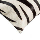 12" x 20" x 5" Zebra Black On Off White Cowhide Pillow