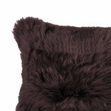 Rectangular Soft Chocolate Natural Sheepskin Fur Lumbar Pillow