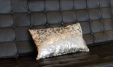 12" x 20" x 5" Silver And Natural Cowhide Pillow
