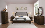 86' X 79' X 58' Light Gray Fabric Tobacco Eastern King Bed