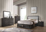 87' X 63' X 52' Gray Fabric And Antique Gray Queen Storage Bed