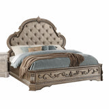 90' X 84' X 76' PU Antique Champagne Eastern King Bed