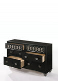 59' X 16' X 38' Black Engineered Wood And Nickel Brushed Metal Dresser