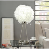 Feather Flip Switch Nickel Metal Table Lamp