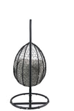 Beige and Black Hanging Pod Wicker Patio Swing Chair