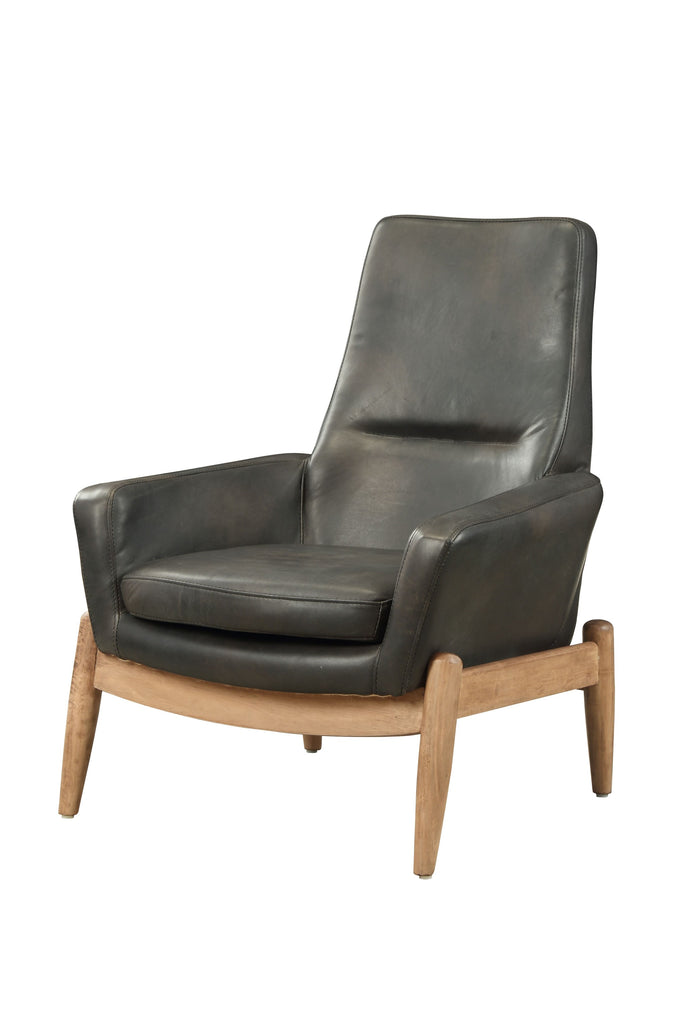30' X 33' X 40' Black Top Grain Leather Accent Chair
