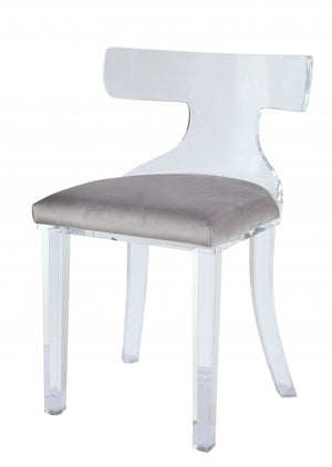 20' X 18' X 31' Gray Velvet And Clear Acrylic Accent Chair