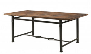 76' X 36' X 30' Weathered Dark Oak And Dark Bronze Dining Table