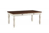 72' X 42' X 30' Walnut And White Washed Solid Wood Dining Table