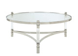 41' X 41' X 17' Clear Acrylic Stainless Steel And Clear Glass Coffee Table