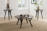36' X 36' X 18' 3pc Oak And Black Coffee And End Table Set
