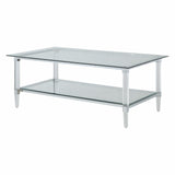 48' X 26' X 18' Clear Acrylic Chrome And Clear Glass Coffee Table