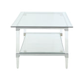 48' X 26' X 18' Clear Acrylic Chrome And Clear Glass Coffee Table