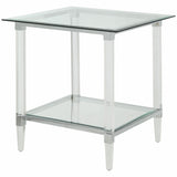 24' X 24' X 24' Chrome Clear Acrylic And Glass End Table