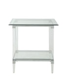 24' X 24' X 24' Chrome Clear Acrylic And Glass End Table