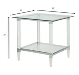 24' X 24' X 24' Chrome Clear Acrylic And Glass End Table