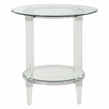 24' X 24' X 24' Chrome Clear Acrylic And Glass End Table