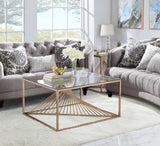 35' X 35' X 19' Brushed Copper And Clear Glass Coffee Table