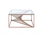 35' X 35' X 19' Brushed Copper And Clear Glass Coffee Table