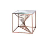 24' X 24' X 24' Brushed Copper And Clear Glass End Table