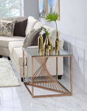 24' X 24' X 24' Brushed Copper And Clear Glass End Table