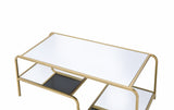 52' X 24' X 18' Gold And Clear Glass Metal Coffee Table
